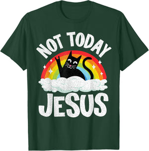 Not Today Jesus Satanic Cat Rainbow Goth Funny Death Metal T-Shirt - T-Shirt | Forest