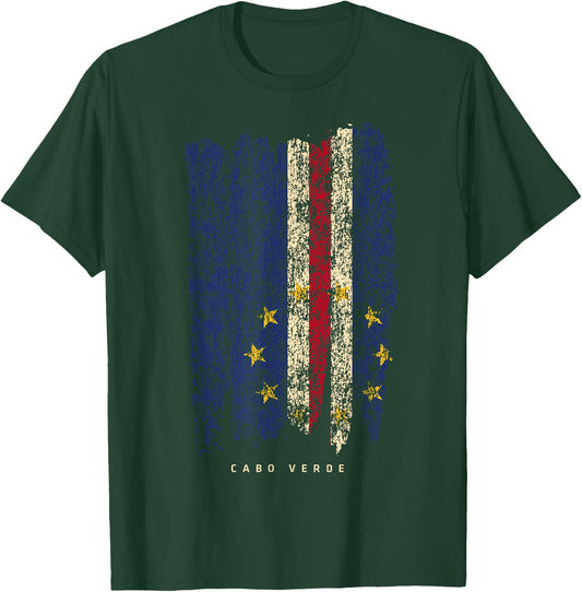 Vintage Cape Verde Retro Cabo Verde Flag Shirt T-Shirt - T-Shirt | Forest