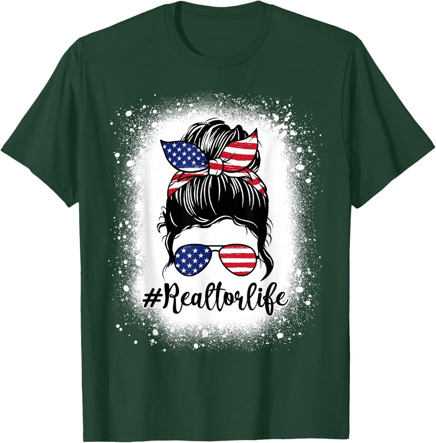 Realtor Life Real Estate Patriotic USA Messy Bun Bleached Men T-Shirt - T-Shirt | Forest