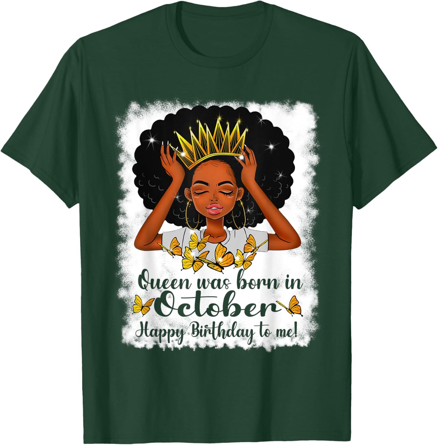 Cool Queen Was Born In October Happy Birthday To Me T-Shirt - T-Shirt | Forest