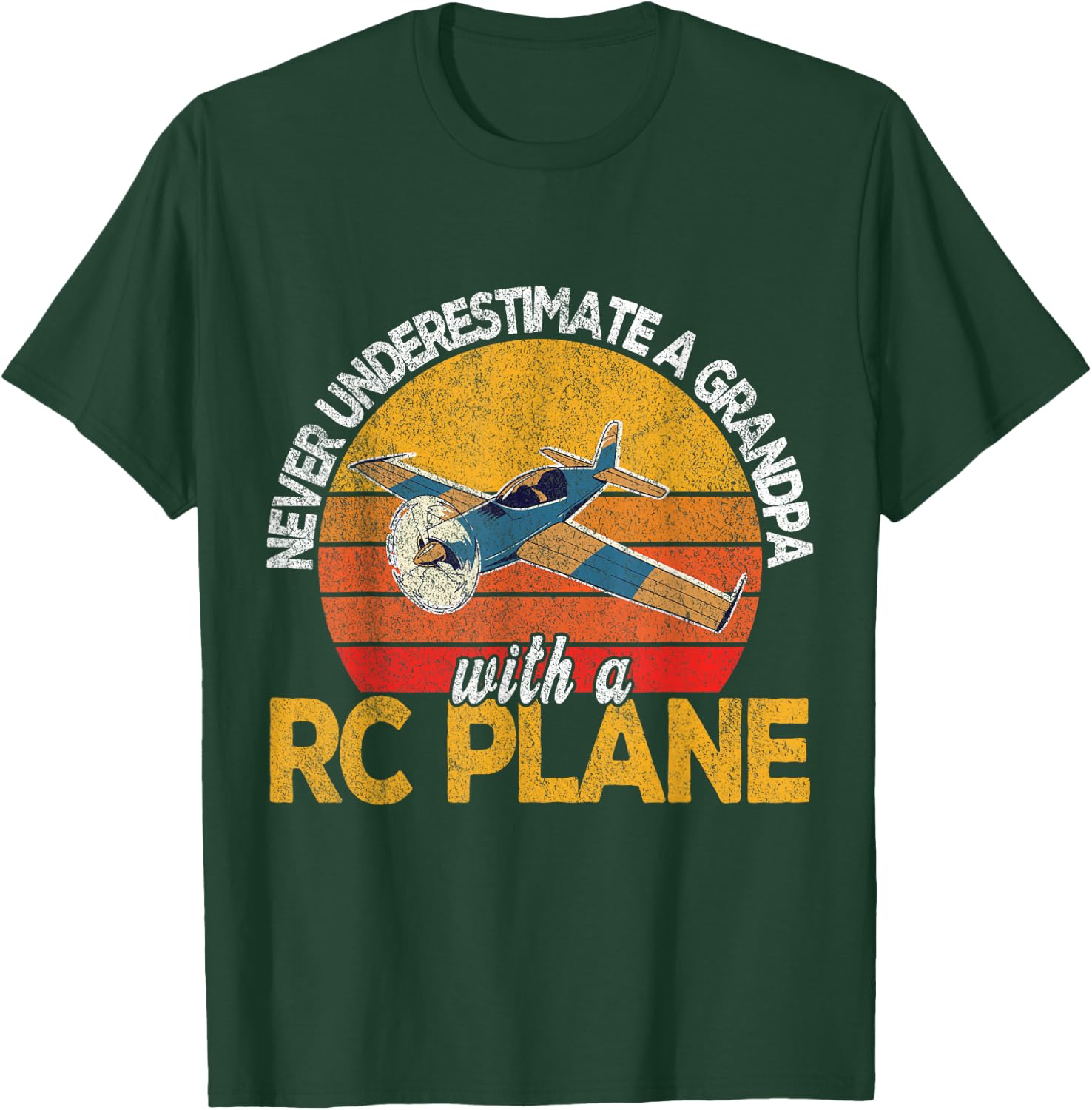 Funny RC Plane Grandpa Model Airplane Pilot Retro T-Shirt - T-Shirt | Forest
