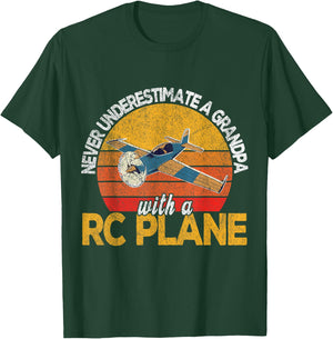 Funny RC Plane Grandpa Model Airplane Pilot Retro T-Shirt - T-Shirt | Forest