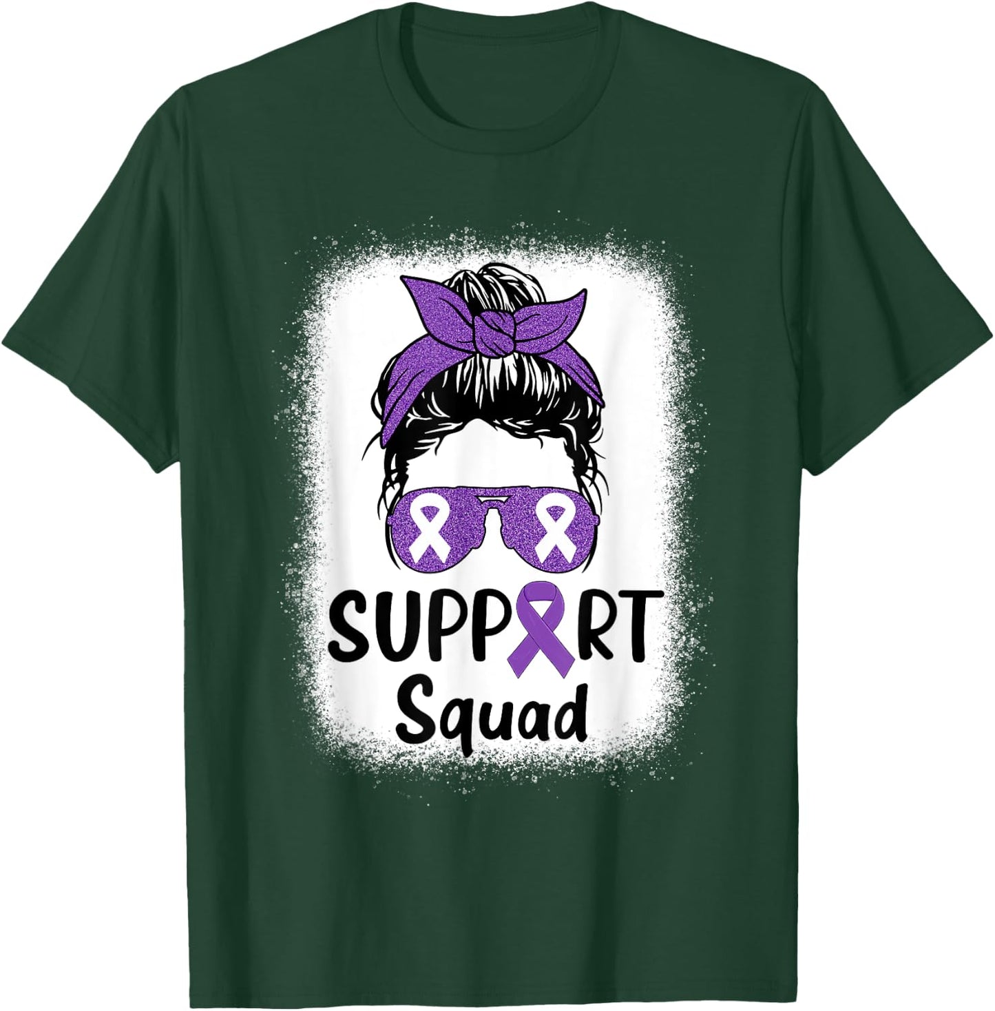 Hodgkin’s Lymphoma Awareness Support Squad Messy Bun Women T-Shirt - T-Shirt | Forest