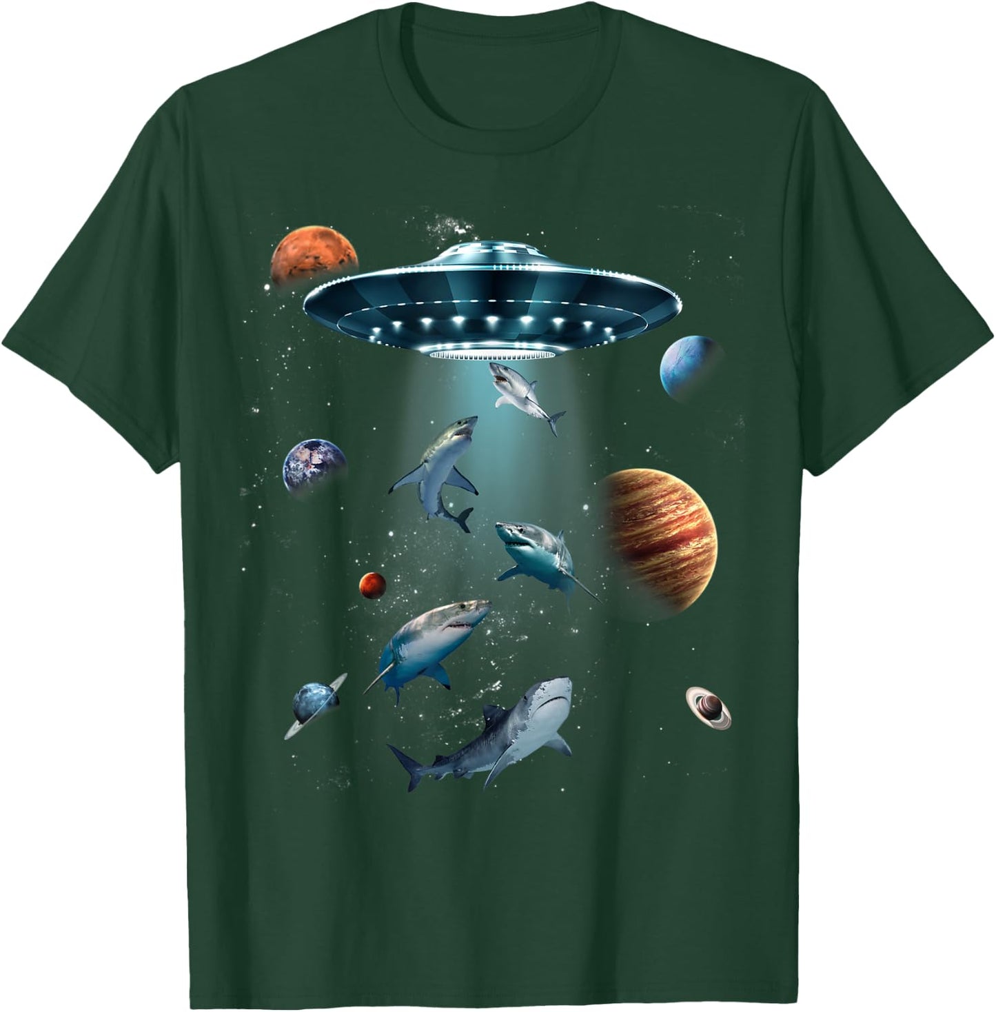 Galaxy Fish shark Space UFO Alien Stars Sea Ocean Sharks T-Shirt - T-Shirt | Forest