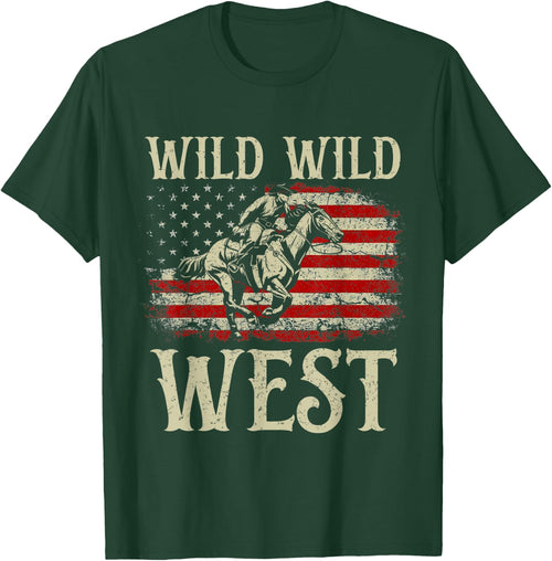 Wild Wild West Vintage Western Life Country Cowboy USA Flag