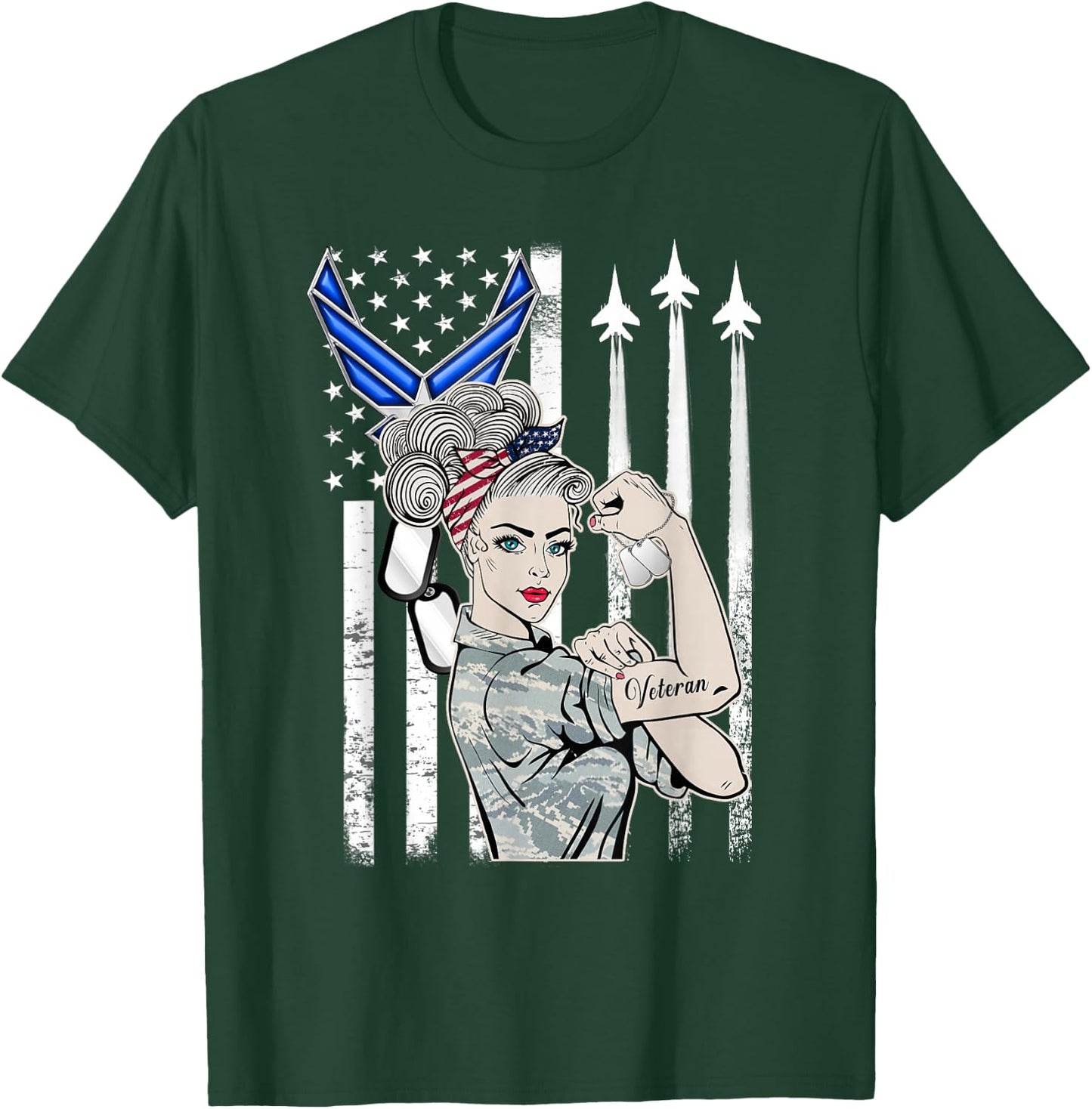 USAF Air Force Women Proud Shirt, Air Force Veteran Gift T-Shirt - T-Shirt | Forest