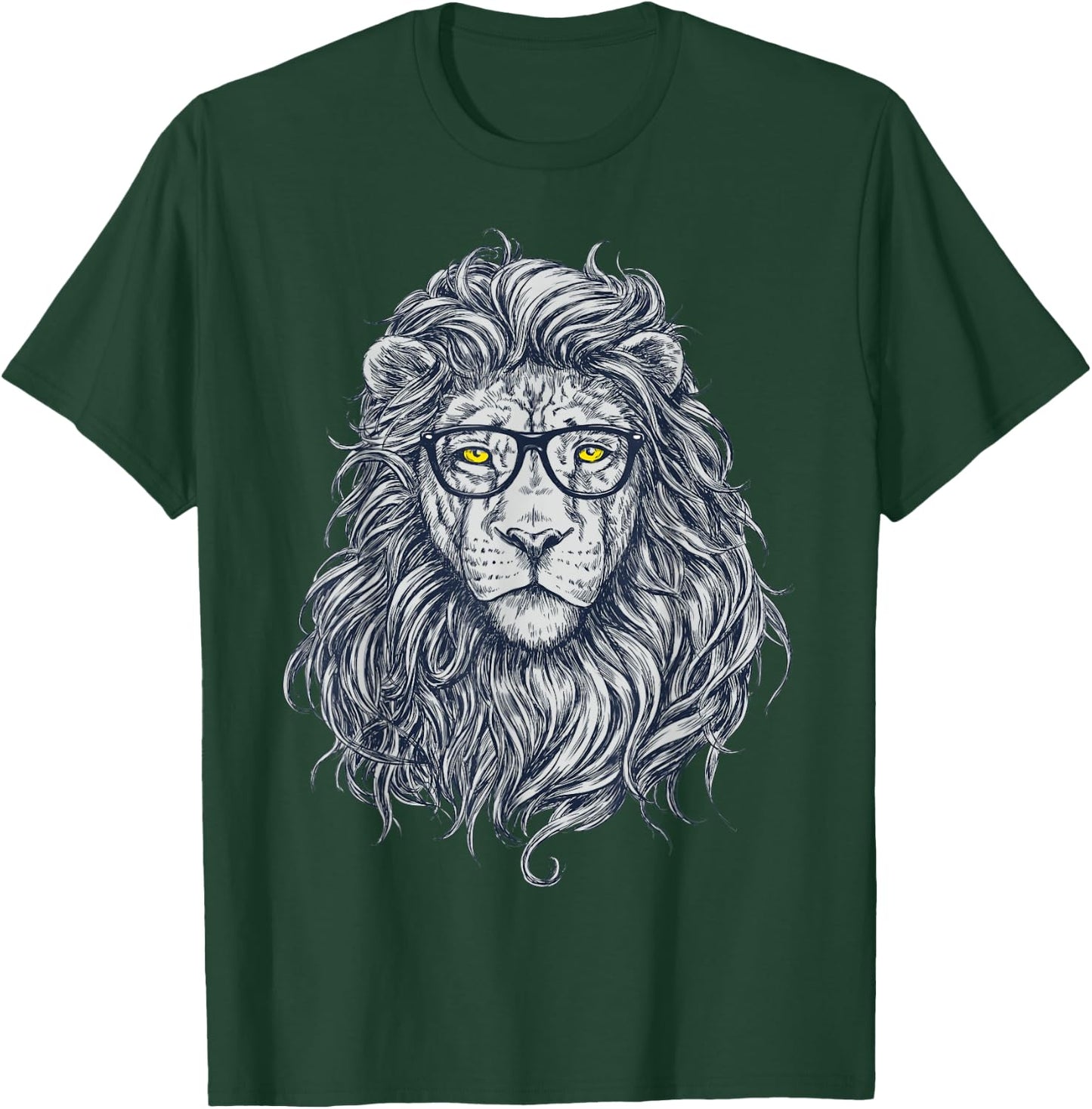 Cool Lion in Glasses Hipster Funny Nerd Humor T-Shirt - T-Shirt | Forest