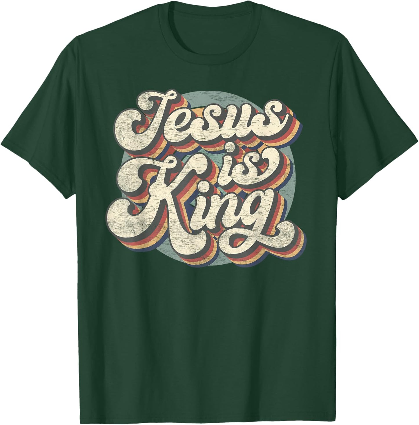 Retro Jesus Is King Christian Bible Religious T-Shirt - T-Shirt | Forest