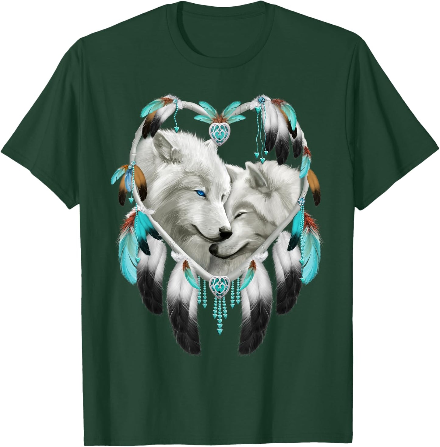 Wolf Lover Heart Dream Catcher T-Shirt - T-Shirt | Forest