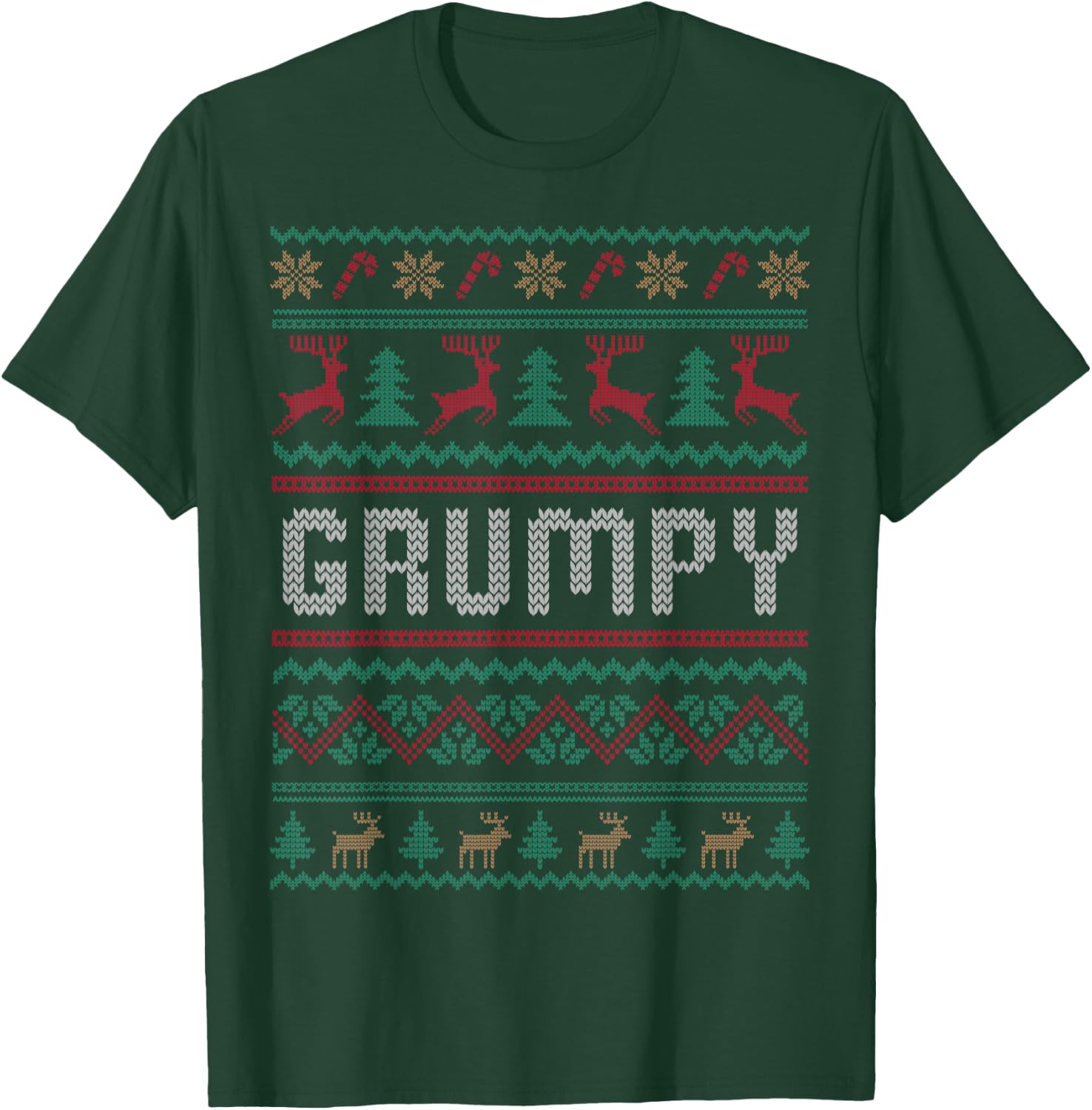 Merry Xmas Ugly Sweater Funny Family Apparel Gifts Grumpy Ugly Sweater Christmas Family Matching Pajama T-Shirt - T-Shirt | Forest