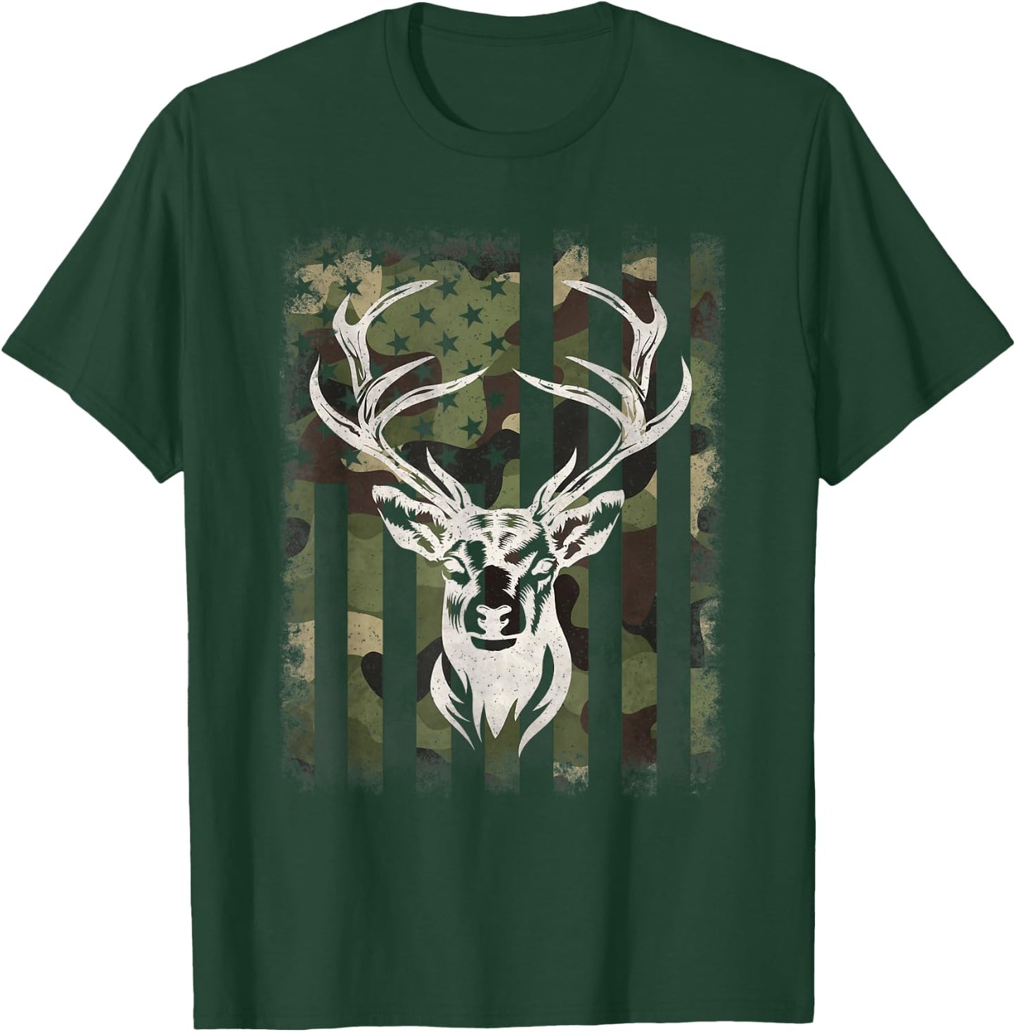 Camouflage American Flag Camo Deer Hunting Hunter Men T-Shirt - T-Shirt | Forest
