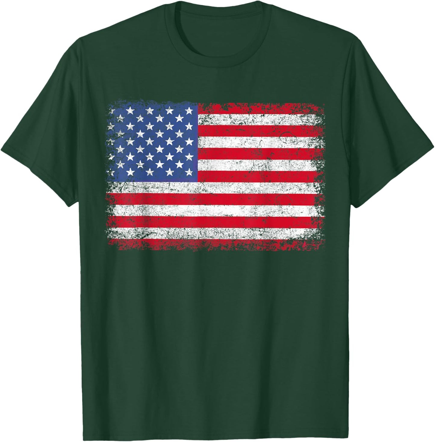 Patriotic USA Flag 4th of July Women Kids Boys Girls T-Shirt - T-Shirt | Forest