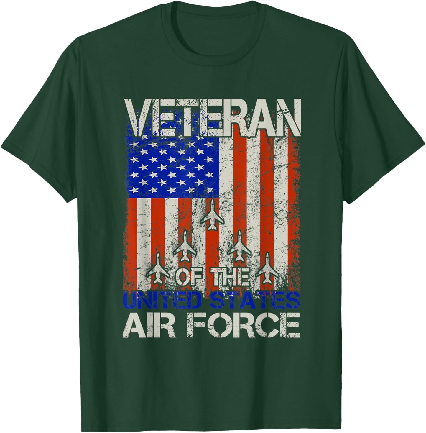 Veteran of the United States Air Force USAF Retro US Flag T-Shirt - T-Shirt | Forest