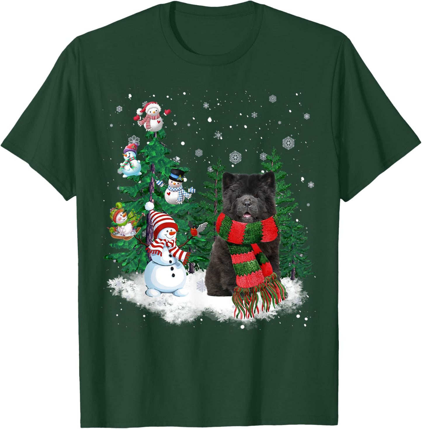 Chow Chow Dog Christmas Snowman Xmas Tree Pajama T-Shirt - T-Shirt | Forest