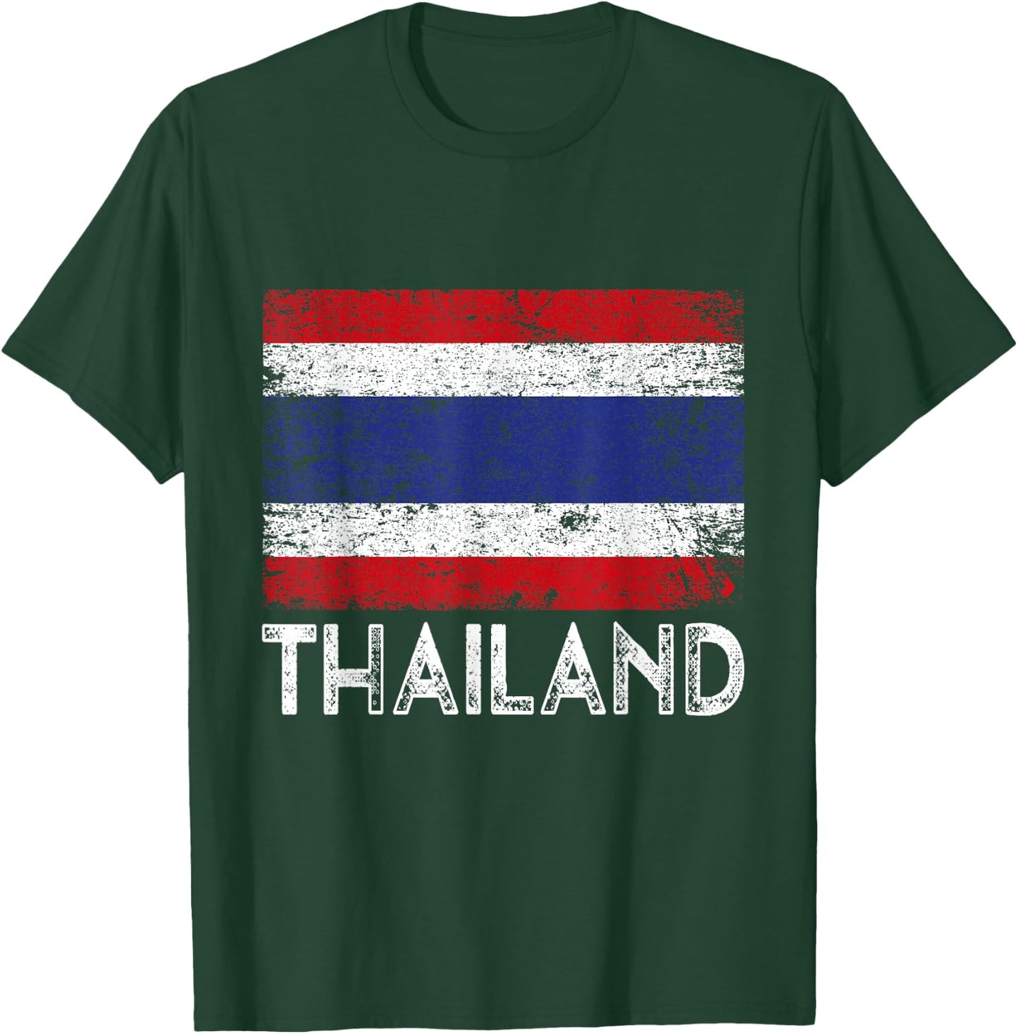 Distressed Patriotic Thailand Flag Men Women Kid T-Shirt - T-Shirt | Forest