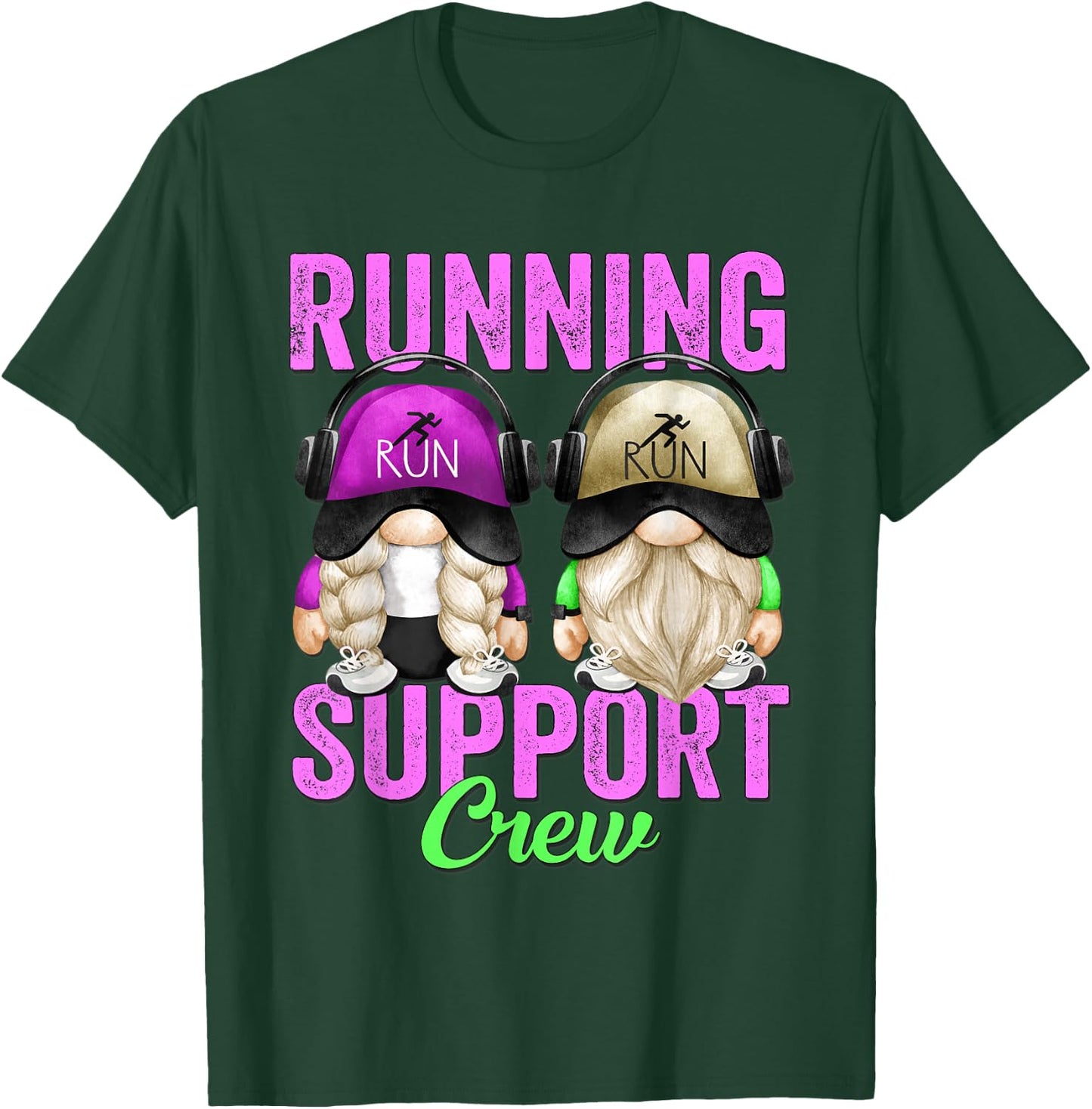 Funny Marathon Runner Gnome For Teacher Running Support Crew T-Shirt - T-Shirt | Forest