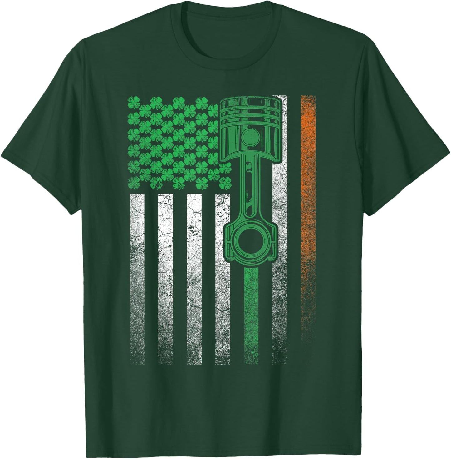Car Guy Mechanic Gift St. Patrick's Day Irish American Flag Kids Men T-Shirt - T-Shirt | Forest