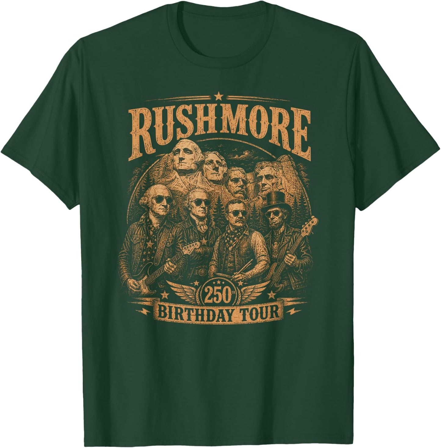 Happy 250th Birthday America Mount Rushmore Rock Star T-Shirt - T-Shirt | Forest