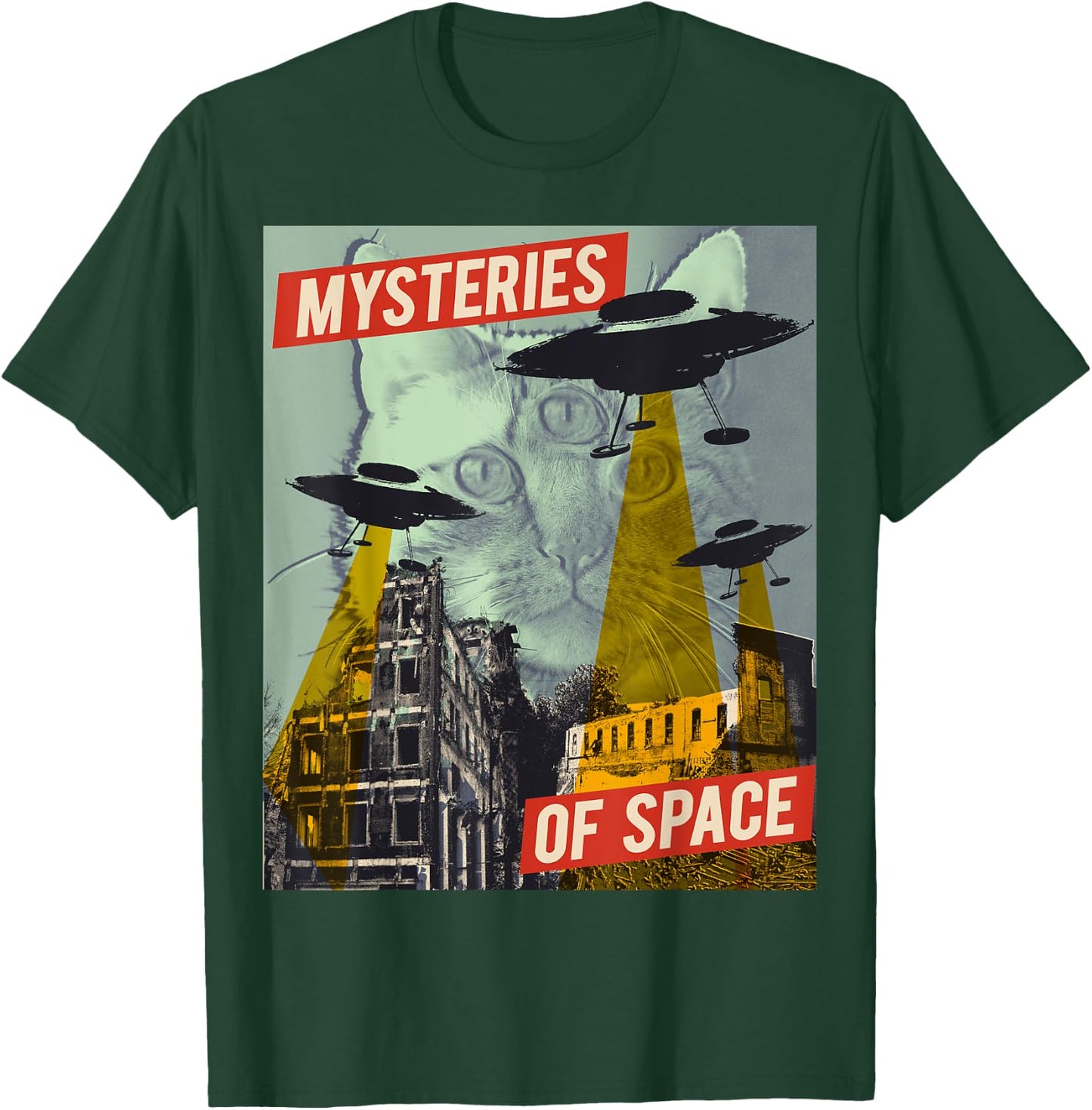 Cat Ufo Flying Saucer Invasion Science Fiction Abduction Kid T-Shirt - T-Shirt | Forest