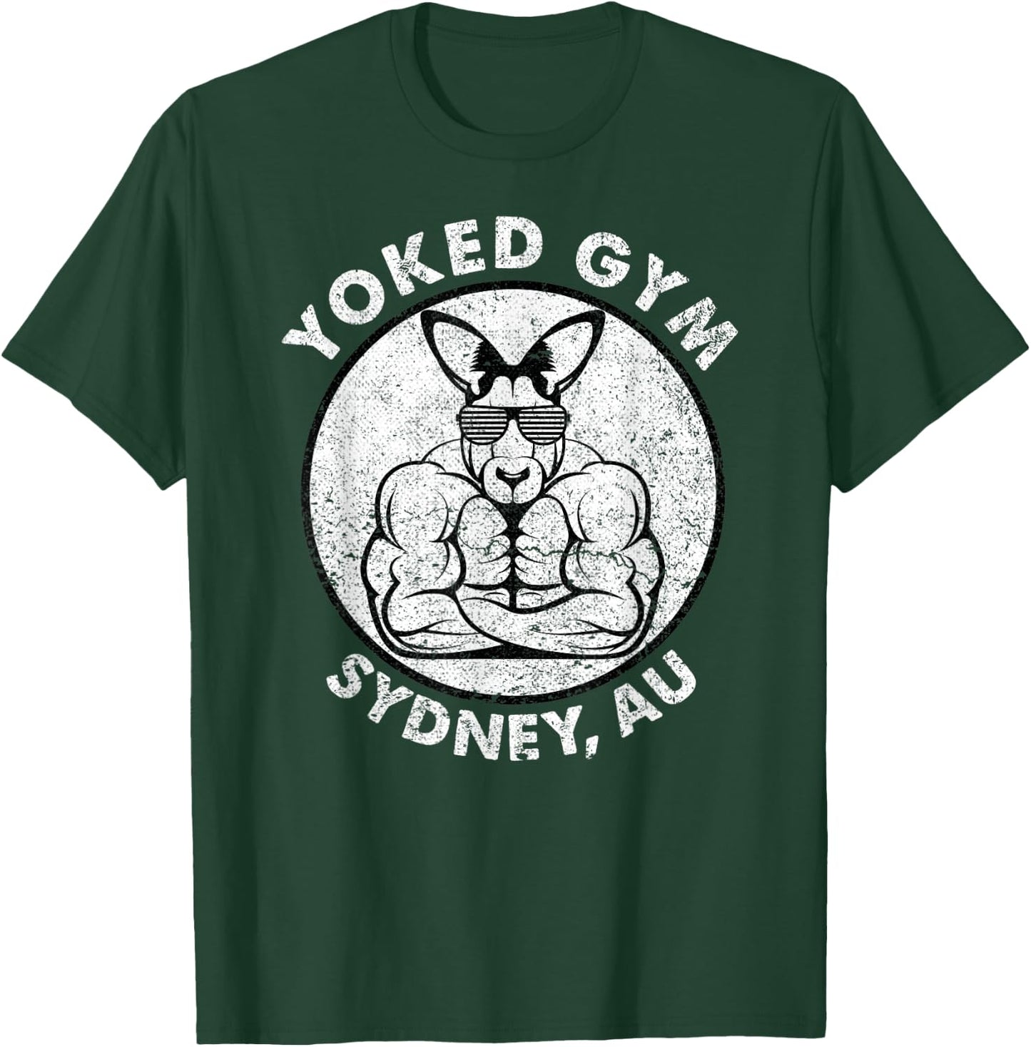 Weight Lift Yoked Gym Sydney Flex Muscle Kangaroo Men Women T-Shirt - T-Shirt | Forest