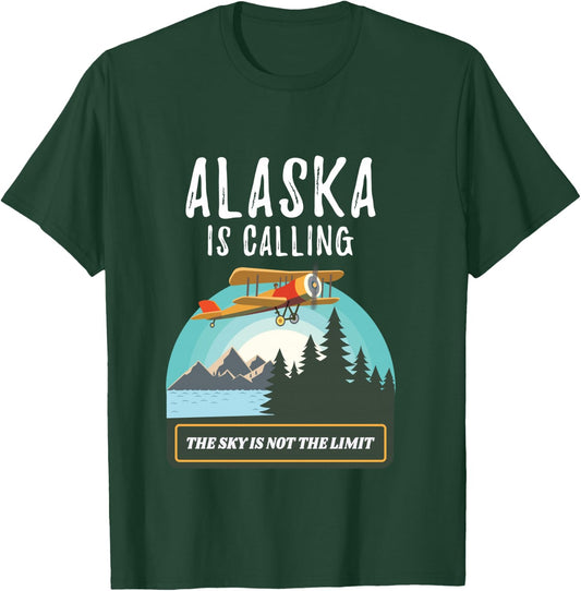 Alaska Mountain Retro Vintage plane Bush Flying Pilot T-Shirt - T-Shirt | Forest
