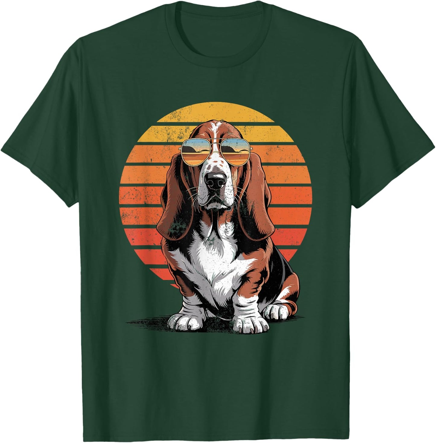 Cool Retro Basset Hound Dog Mom Dad Vintage Pet Lovers T-Shirt - T-Shirt | Forest
