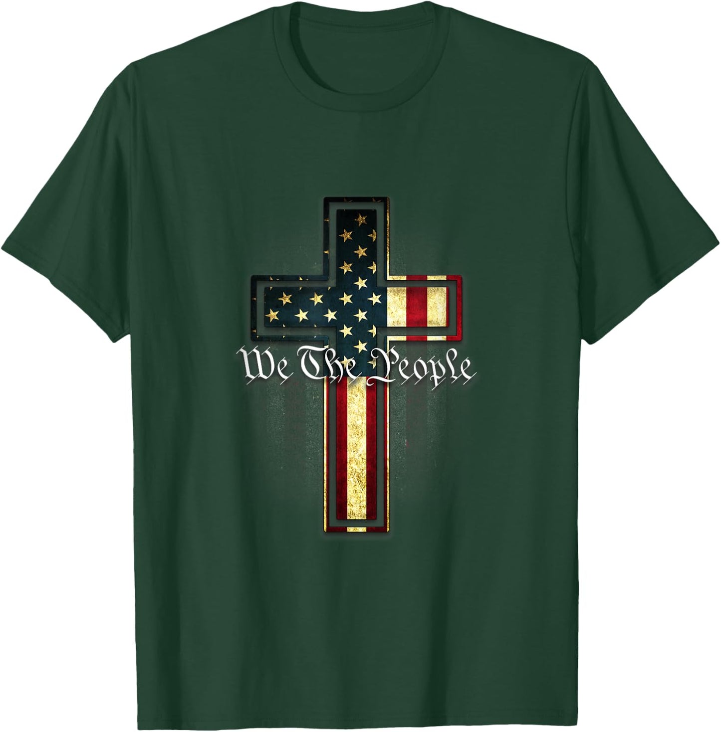 We The People Patriotic American Constitution Cross T-Shirt - T-Shirt | Forest