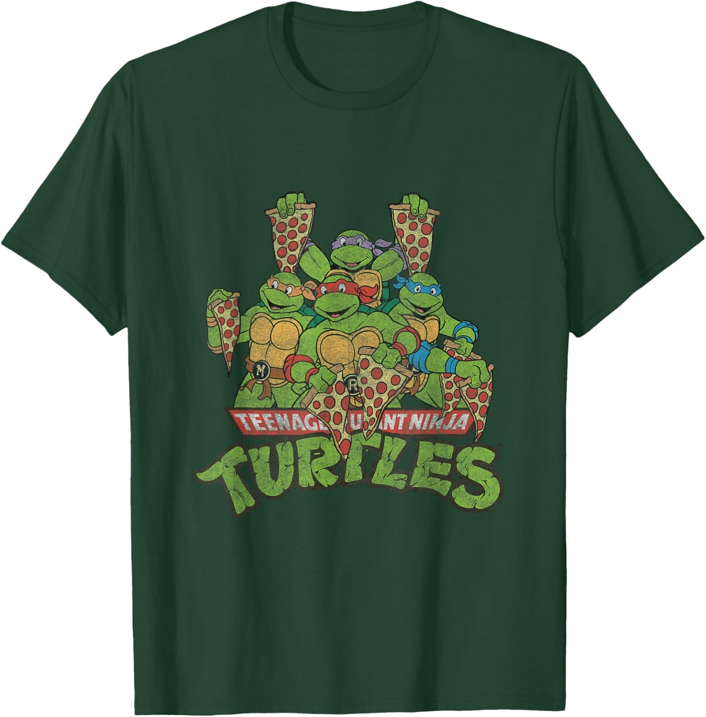 TMNT Ninja Turtles All Characters With Pizzas T-Shirt - T-Shirt | Forest