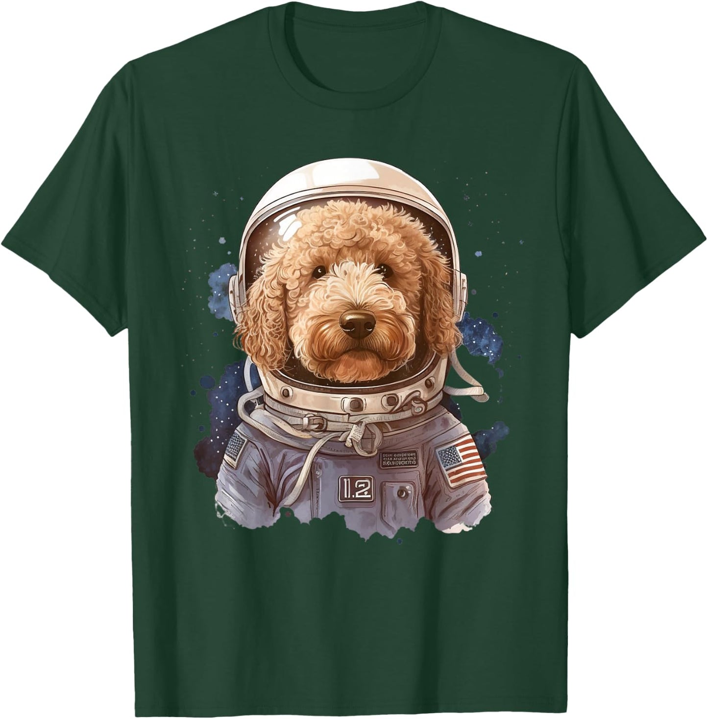 Goldendoodle Astronaut In The Space Cool Graphic Doodle Dog T-Shirt - T-Shirt | Forest