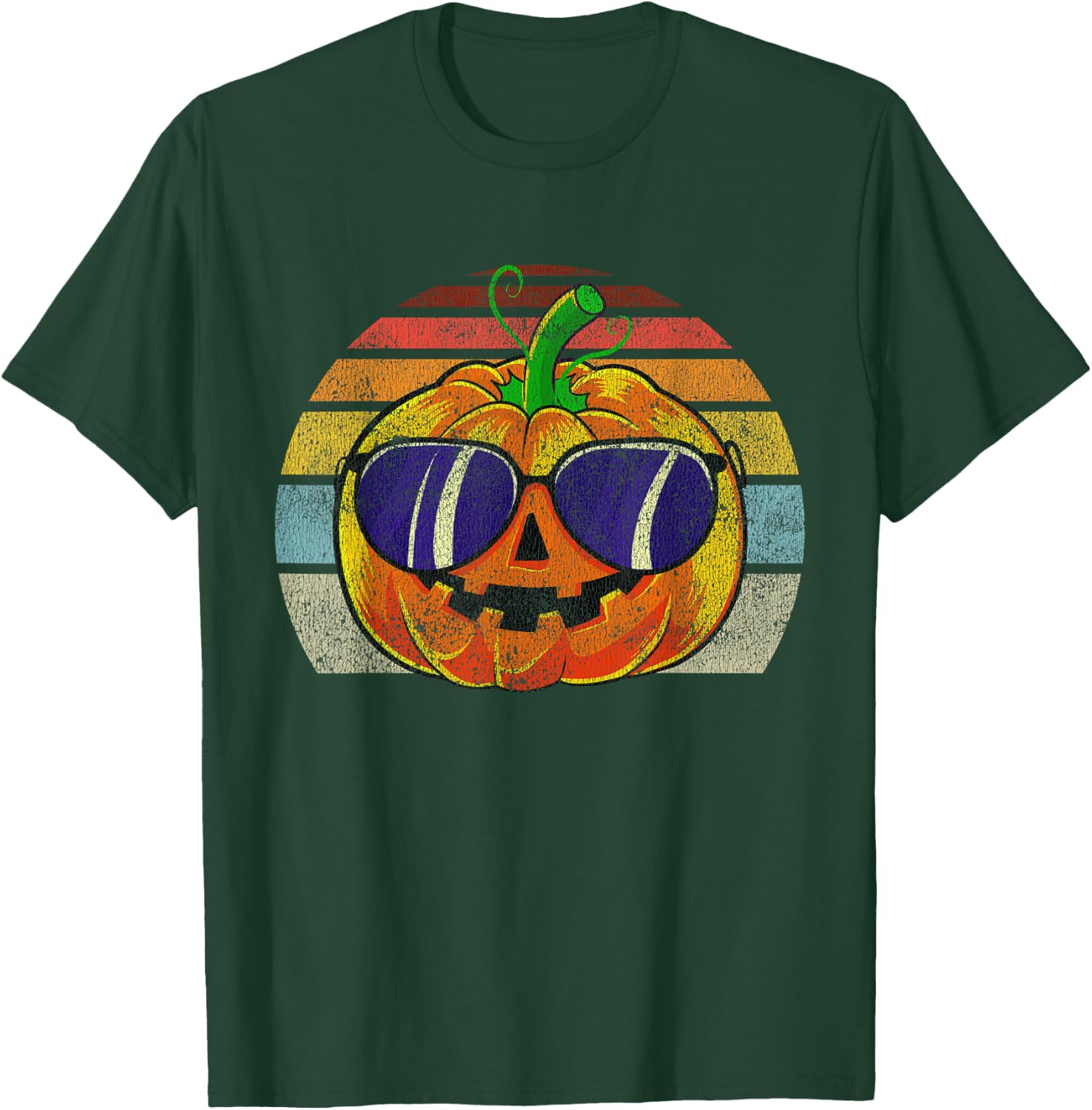 Cool Pumpkin Retro Style Halloween Vintage Women Men Kids T-Shirt - T-Shirt | Forest