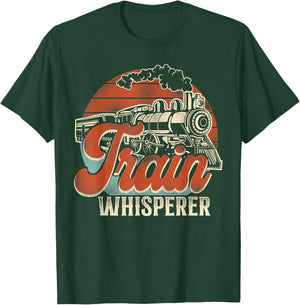 Steam Train Driver Trainspotting Locomotive Vintage Retro T-Shirt - T-Shirt | Forest