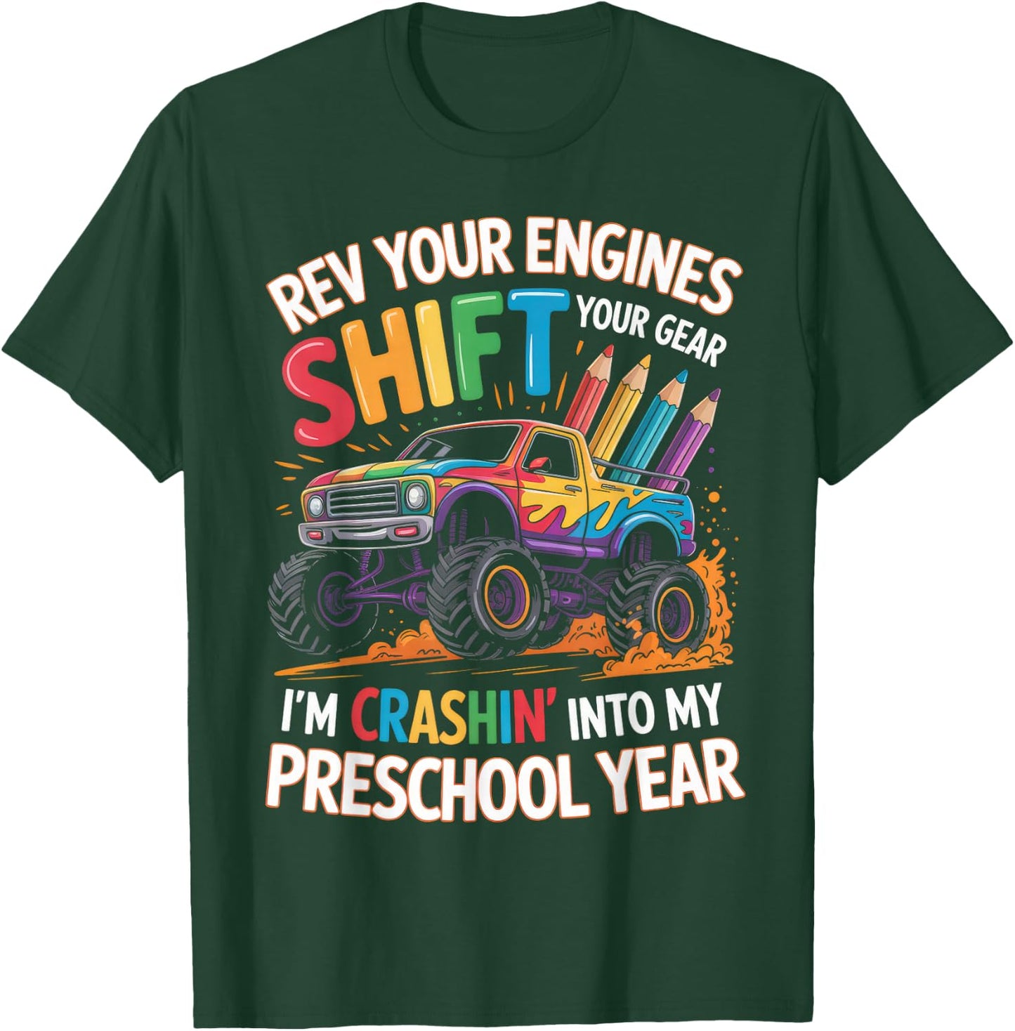 Back to School Pre-K Preschool Monster Truck First Day Boys T-Shirt - T-Shirt | Forest