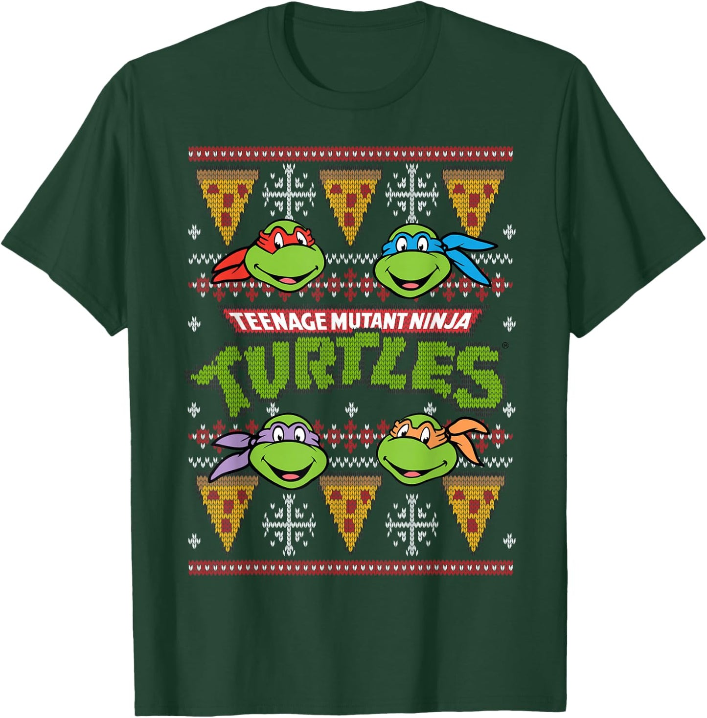 TMNT Ugly Christmas Sweater with Pizza T-Shirt - T-Shirt | Forest