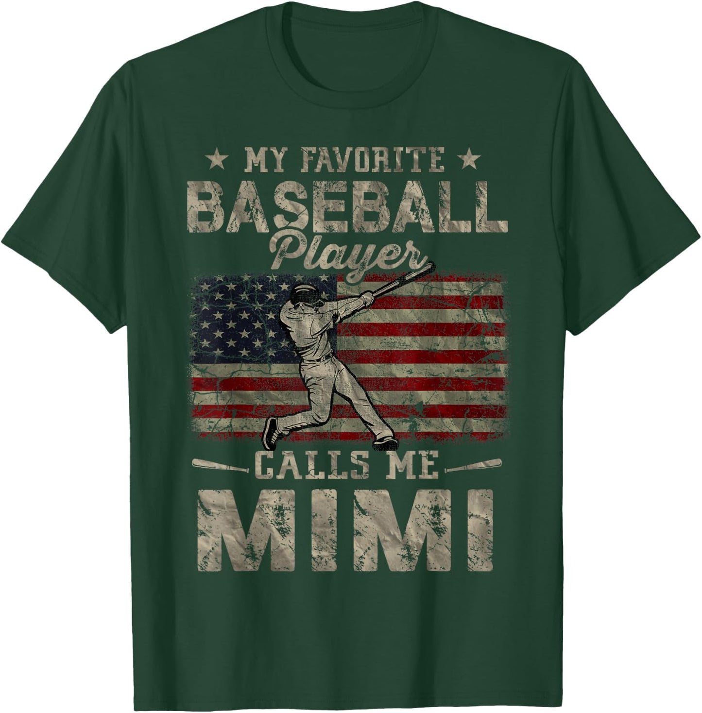 My Favorite Baseball Player Calls Me Mimi Mother's Day T-Shirt - T-Shirt | Forest