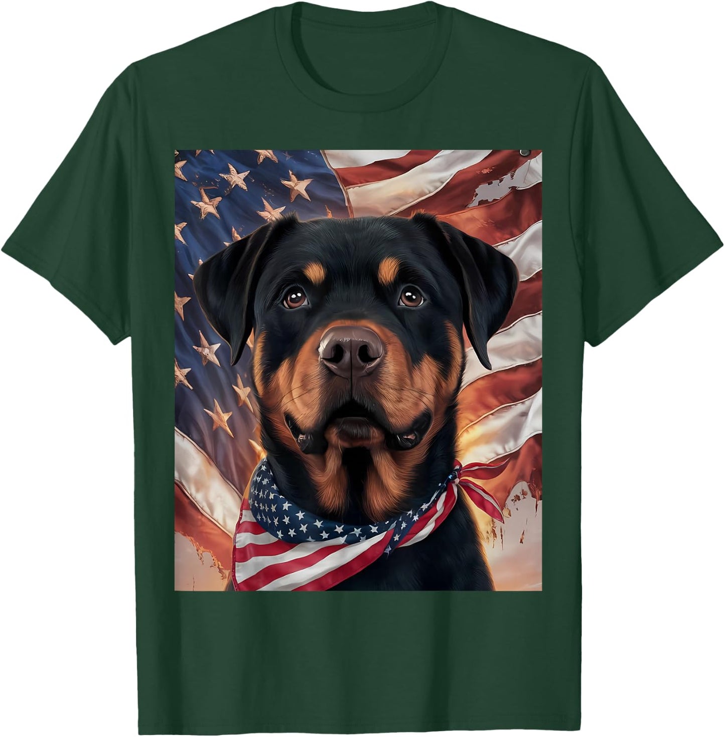 Rottweiler Dog 4th of July American Flag American Pride T-Shirt - T-Shirt | Forest