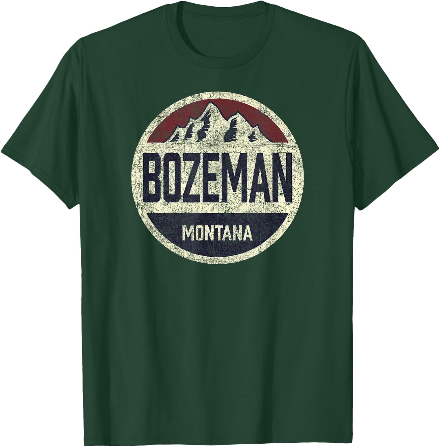 Vintage Bozeman Montana Retro Mountain Circle Souvenir T-Shirt - T-Shirt | Forest