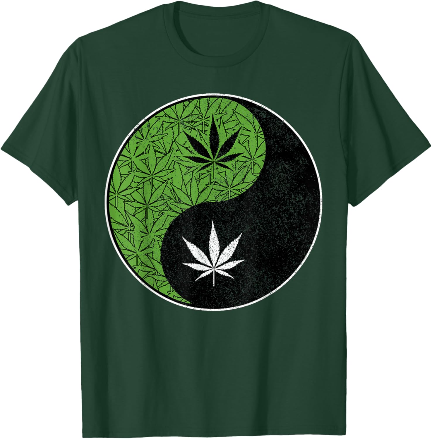 Weed Yin Yang Cannabis Leaf Pot Spiritual Stoner 420 Gift T-Shirt - T-Shirt | Forest