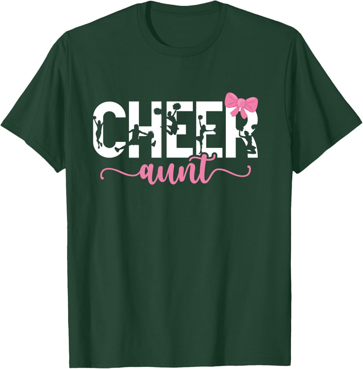 Cheer Aunt Of A Cheerleader Auntie Bow Cheerleading Aunt T-Shirt - T-Shirt | Forest
