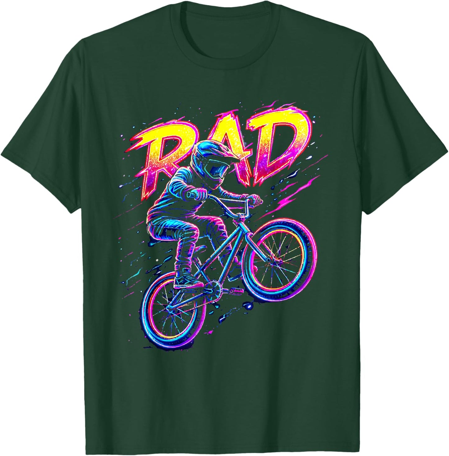 Rad BMX 80s Retro Aesthetic Bicycle Riders Racing Bikers T-Shirt - T-Shirt | Forest