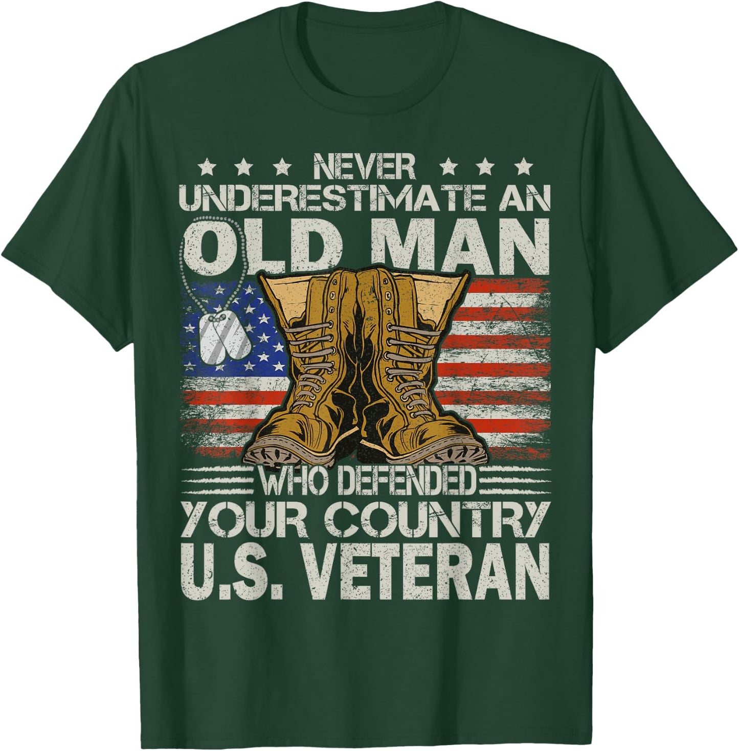Veteran & Father's Day designs US Veteran veterans day Us Patriot , Black T-Shirt - T-Shirt | Forest
