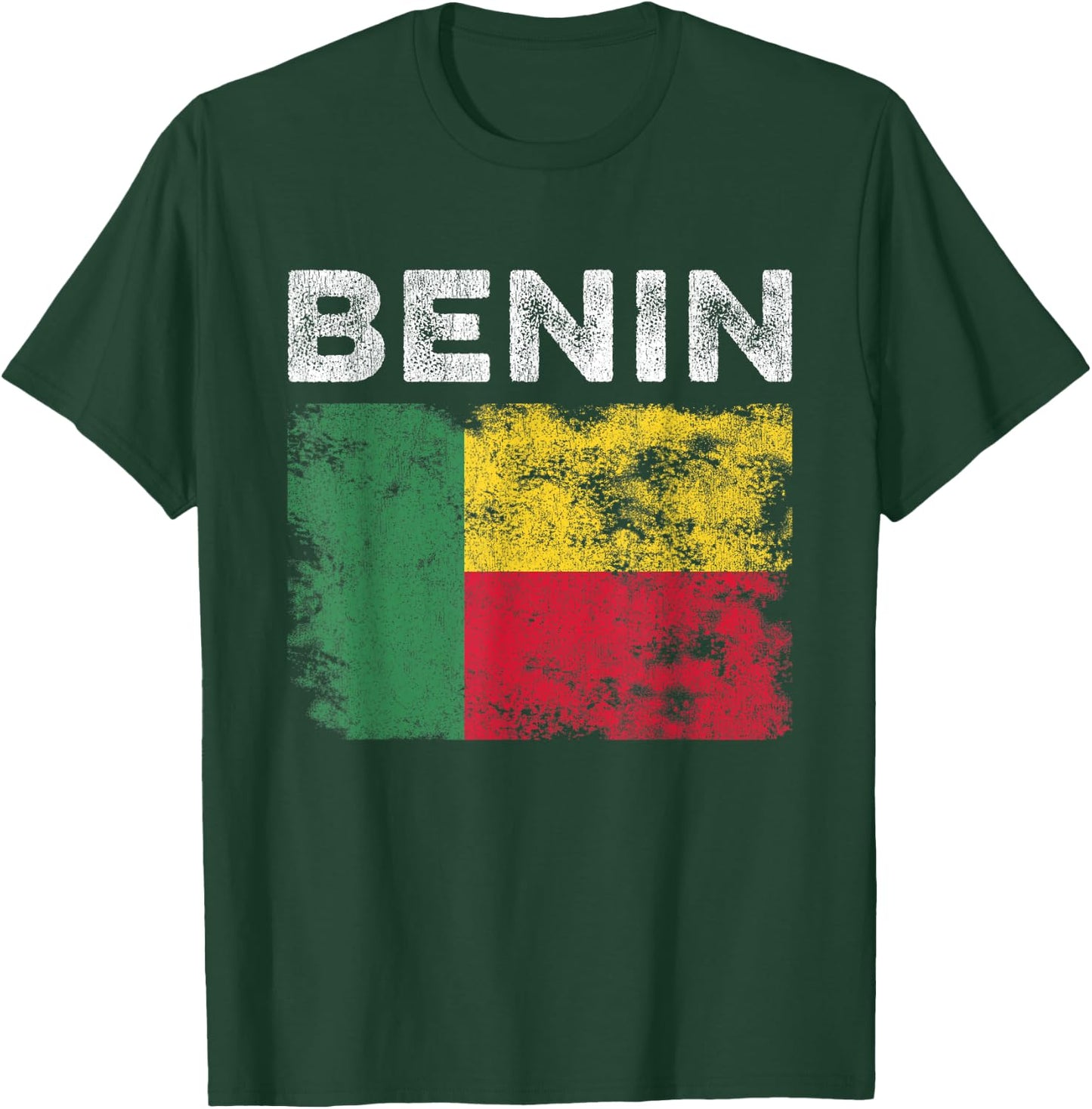 Benin Flag Distressed - Men Women Kids - Beninese Flag T-Shirt - T-Shirt | Forest