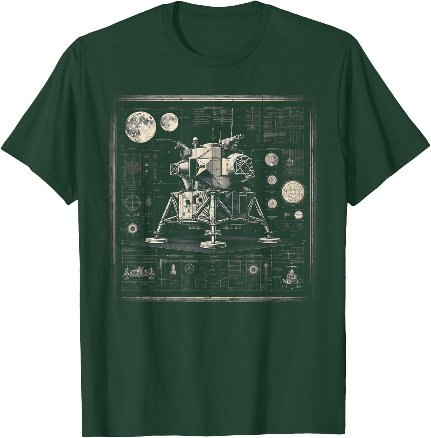 Moon Lander Technical drawing T-Shirt - T-Shirt | Forest