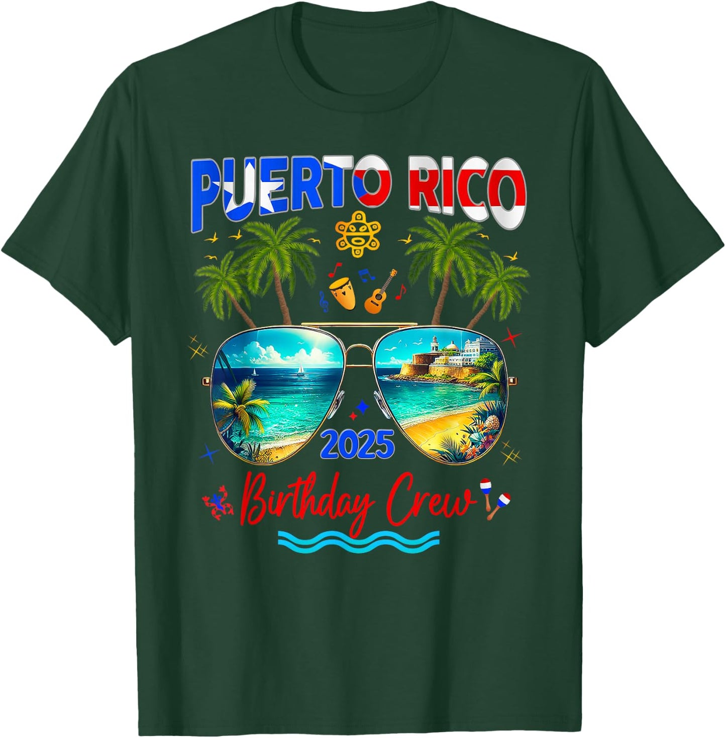 Puerto Rico Vacation Trip 2025 Birthday Family Matching Grou T-Shirt - T-Shirt | Forest