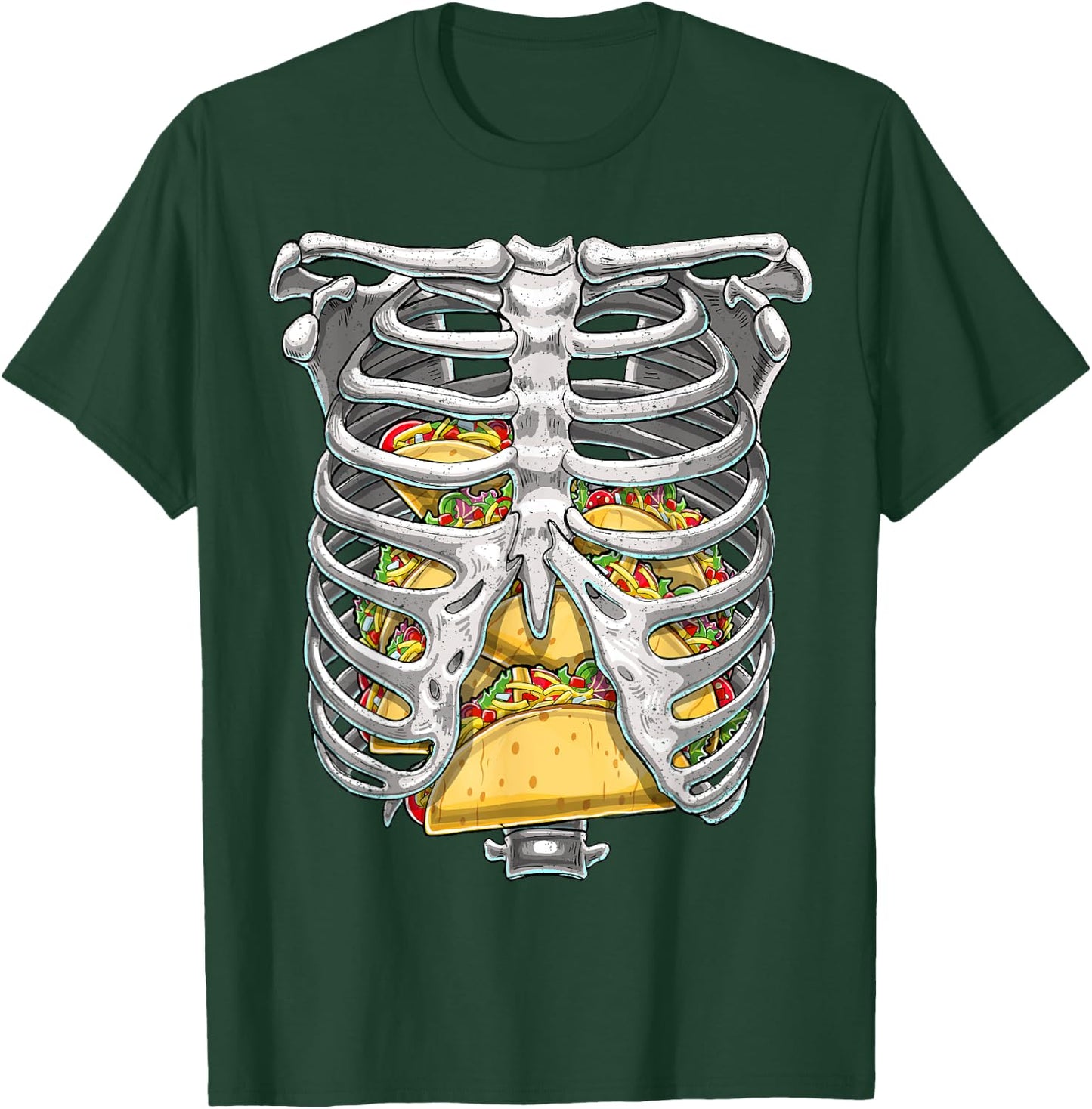 Skeleton Rib Cage T Shirt Halloween Taco Skeleton Costume T-Shirt - T-Shirt | Forest