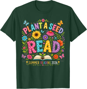 Lant A Seed Read 2026 Summer Reading Floral Librarian Books T-Shirt - T-Shirt | Forest