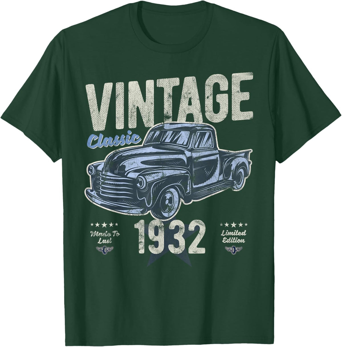 Vintage, Born 1932, 90th Birthday, Classic Pick Up Truck T-Shirt - T-Shirt | Forest