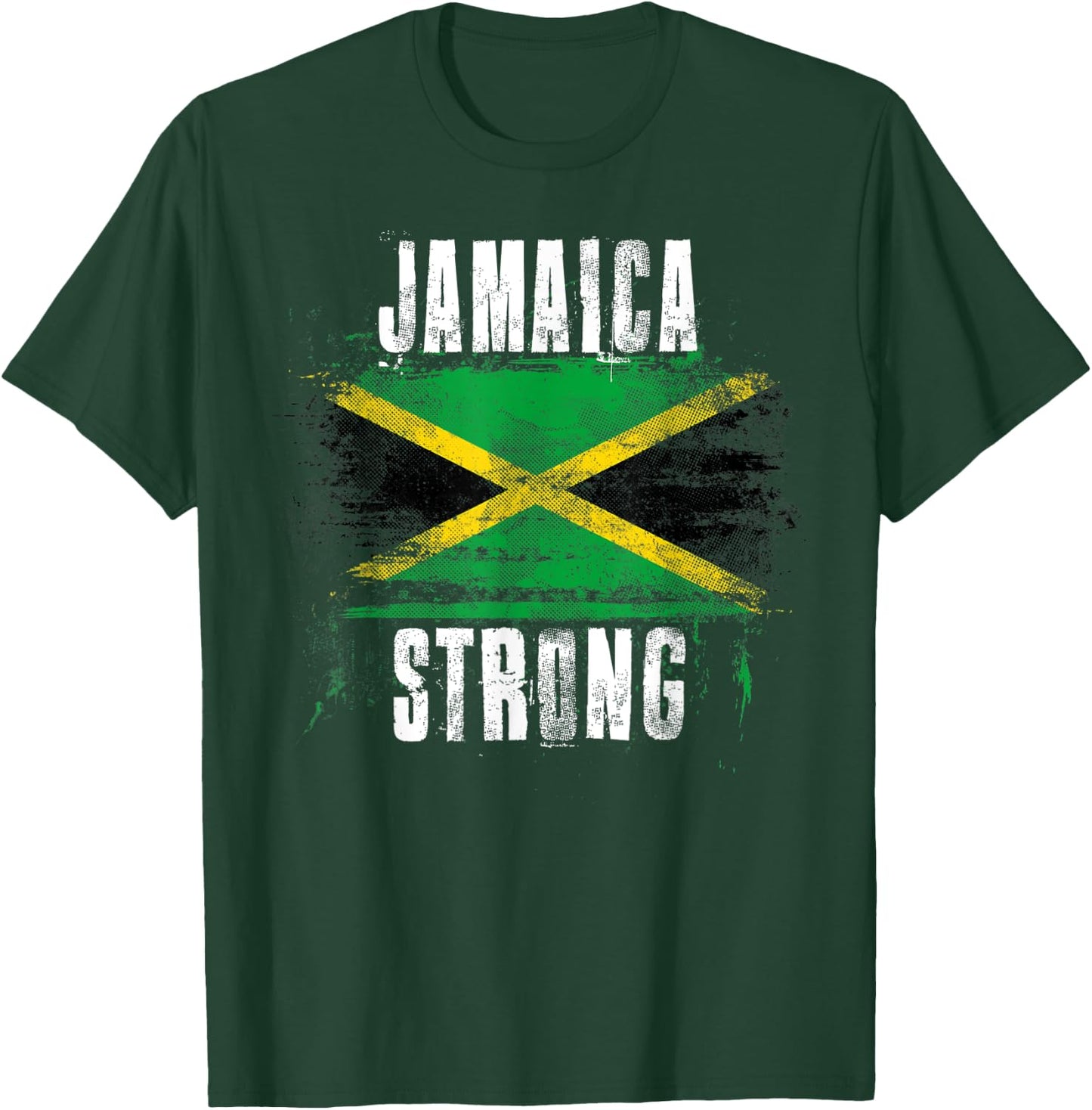 Jamaica Strong Distressed Flag - Jamaican Pride T-Shirt - T-Shirt | Forest