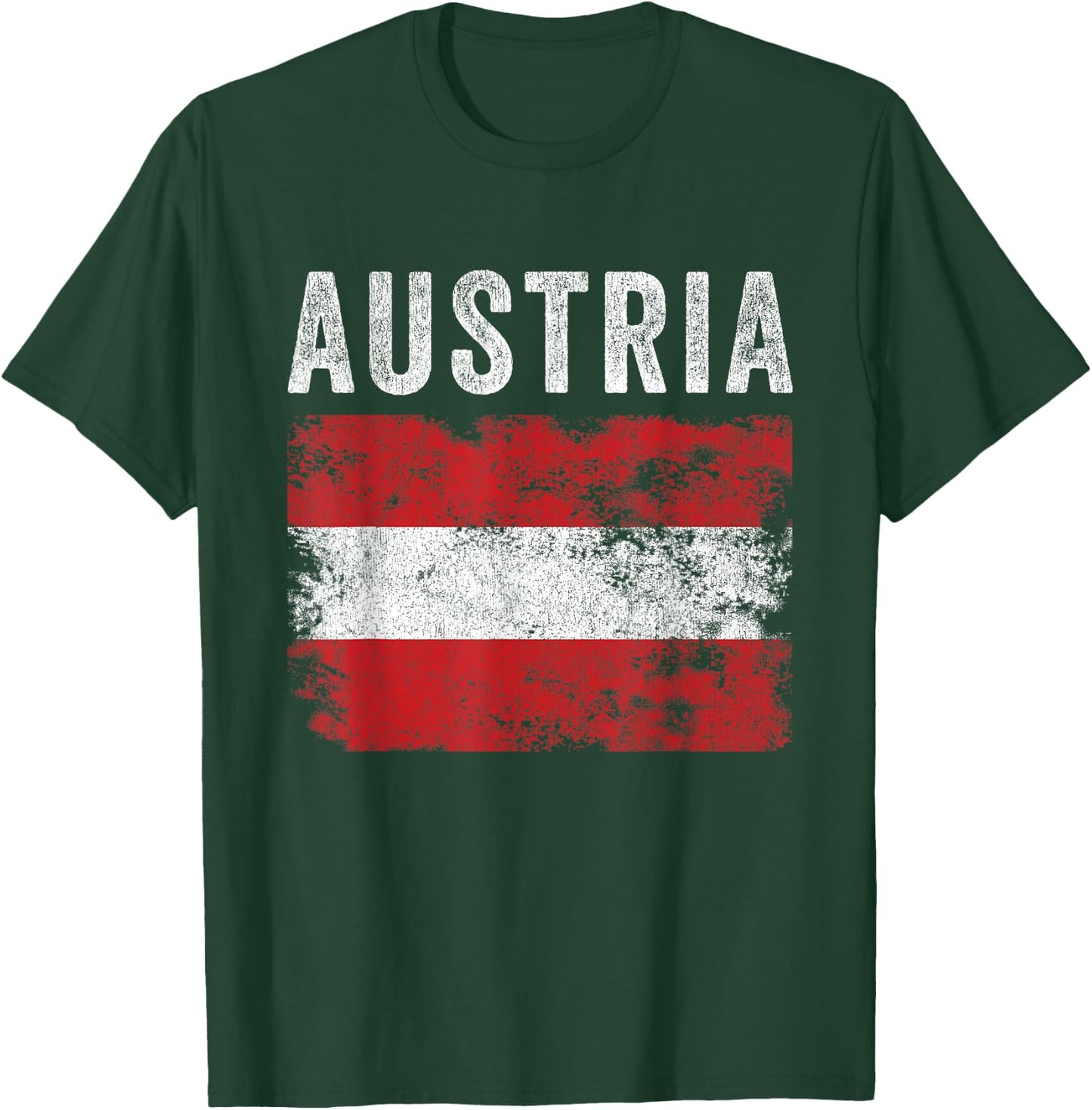 Austria Flag Distressed - Men Women Kids - Austrian Flag T-Shirt - T-Shirt | Forest