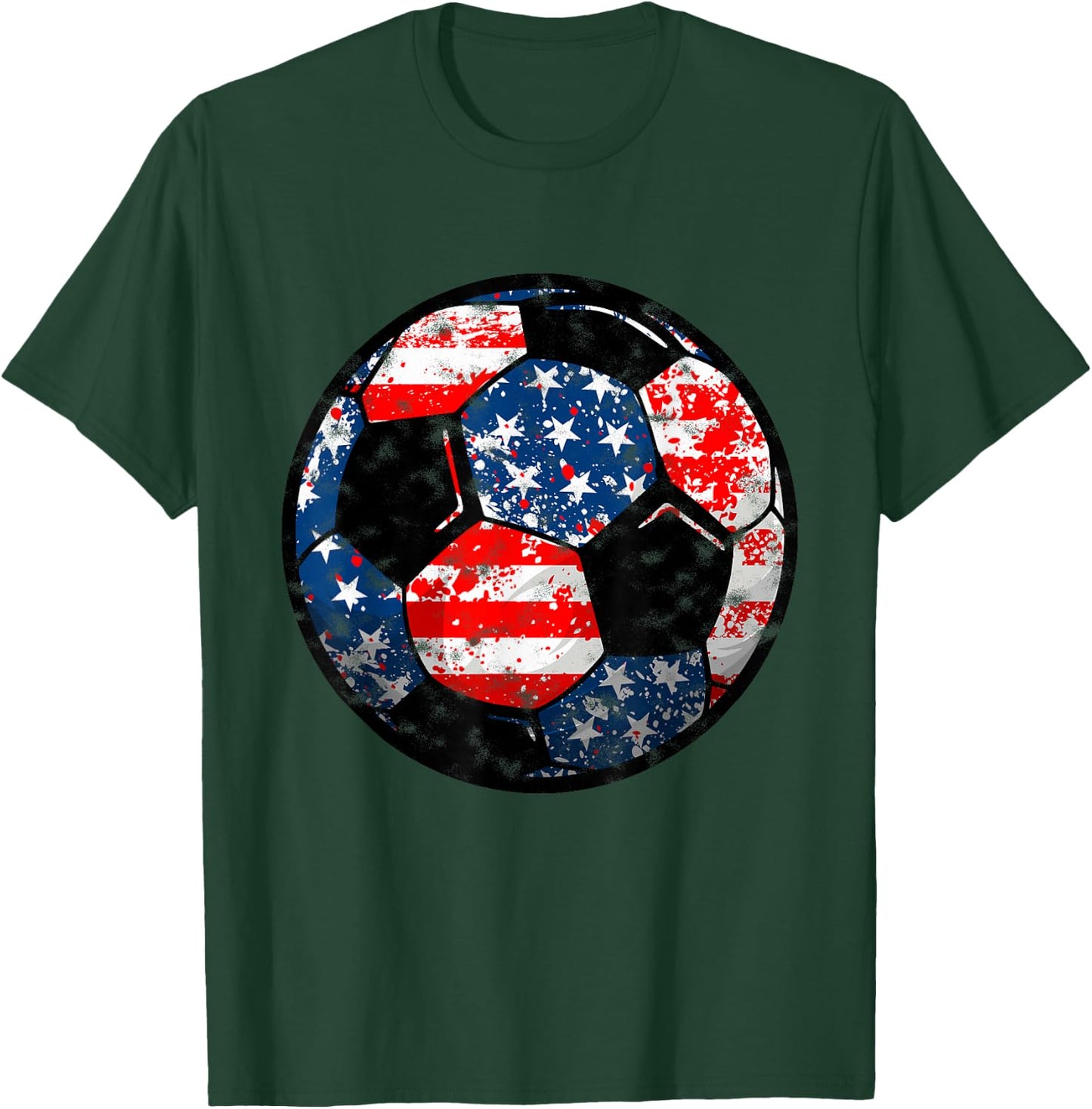 4th Of July USA Flag Soccer Patriotic Soccer Player T-Shirt - T-Shirt | Forest