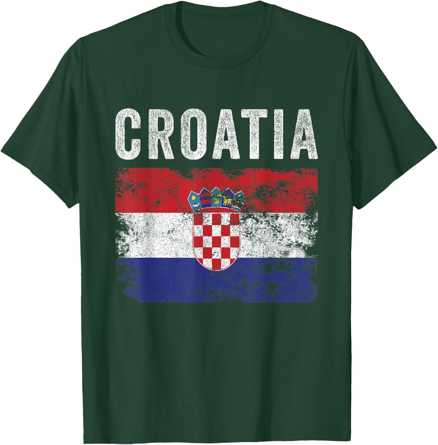Croatia Flag Distressed - Men Women Kids - Croatian Flag T-Shirt - T-Shirt | Forest